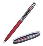 Ручка подарочная шариковая BRAUBERG Cornetto, СИНЯЯ, корпус серебристый с бордовым, линия 0,5 мм, 143492