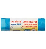 Мешки для мусора с завязками LAIMA "ULTRA" 60 л, синие, 20 шт., прочные, ПНД 17 мкм, 60х70 см, 607692
