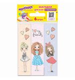 Закладки для книг с магнитом FASHION GIRLS, набор 6 шт., блестки, 25x196 мм, ЮНЛАНДИЯ, 113443