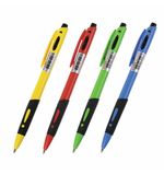 Ручка шариковая автоматическая с грипом STAFF College BP-16 Neon, СИНЯЯ, ассорти, 0,35 мм, 143750