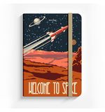 Блокнот с резинкой в клетку 96 л., А5 (145х203 мм), твердая обложка, BRAUBERG, "SpaceX", 113724