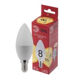 Лампа светодиодная ЭРА, 8(55)Вт, цоколь Е14, свеча, теплый белый, 25000ч, LED B35-8W-2700-E14, Б0050694