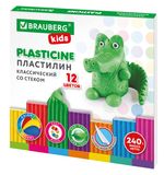 Пластилин классический BRAUBERG "KIDS2, 12 цветов, 240 г, стек, ВЫСШЕЕ КАЧЕСТВО,106436
