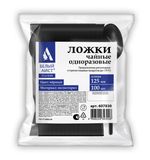 Одноразовые ложки чайные 125 мм КОМПЛЕКТ 100 шт., ЭТАЛОН, пластиковые, черные, БЕЛЫЙ АИСТ, 607830