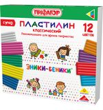 Пластилин классический ПИФАГОР "ЭНИКИ-БЕНИКИ СУПЕР", 12 цветов, 240 грамм, стек, 106429