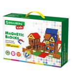 Магнитный конструктор MEGA MAGNETIC BUILD BLOCKS-129 "Построй дом", 129 деталей, BRAUBERG KIDS, 663850