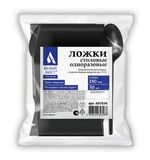 Одноразовые ложки столовые 180 мм КОМПЛЕКТ 50 шт., ЭТАЛОН, пластиковые, черные, БЕЛЫЙ АИСТ, 607836