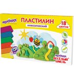 Пластилин классический ЮНЛАНДИЯ "ВЕСЁЛЫЙ ШМЕЛЬ", 18 цветов, 360 грамм, стек, ВЫСШЕЕ КАЧЕСТВО, 106432