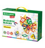 Магнитный конструктор BIG MAGNETIC BLOCKS-64, 64 детали, с колесной базой, BRAUBERG KIDS, 663847