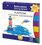 Пластилин классический BRAUBERG "АКАДЕМИЯ Супер ХИТ", 12 цветов, 240 г, стек, ВЫСШЕЕ КАЧЕСТВО, 106423