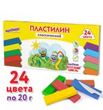 Пластилин классический ЮНЛАНДИЯ "ВЕСЁЛЫЙ ШМЕЛЬ", 24 цвета, 480 грамм, стек, ВЫСШЕЕ КАЧЕСТВО, 106433