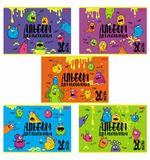 Альбом для рисования, А4, 20 л., скоба, обложка картон, выборочный лак, HATBER, 205х290 мм, "Монстрики" (5 видов), 20А4вмВ