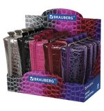 Пенал-косметичка BRAUBERG под крокодиловую кожу, 20x6x4см, дисплей, ассорти 5 цветов, Ultra, 270852