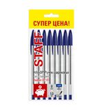 Ручки шариковые STAFF "Basic Budget BP-05", НАБОР 8 штук, СИНИЕ, узел 1 мм, линия письма 0,5 мм, 143874