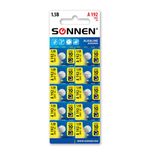 Батарейка алкалиновая "таблетка" 1шт SONNEN Alkaline 192A (G3, LR41) блистер, отрывной блок, 455603