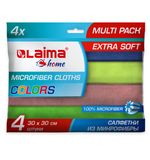 Салфетка из плотной микрофибры 30х30см "MULTI PACK PRO COLOUR 30" КОМПЛЕКТ 4шт LAIMA, 607792