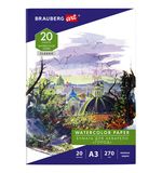 Папка для акварели БОЛЬШАЯ А3, 20 л., 270 г/м, мелкое зерно, BRAUBERG ART CLASSIC, "Город", 114400
