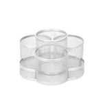 Подставка-органайзер вращающаяся BRAUBERG "Germanium", 7 секций, 110х165х175 мм, серебро, металл, 237981