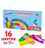 Пластилин классический ЮНЛАНДИЯ "ЮНЫЙ ВОЛШЕБНИК", 16 цветов, 240 грамм, СО СТЕКОМ, ВЫСШЕЕ КАЧЕСТВО, 106430