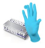 Перчатки смотровые нитриловые CONNECT, голубые, 50 пар (100 штук), размер XL (очень большие), -
