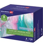 Краски акриловые для техники "Флюид Арт" (POURING PAINT) Пастельные тона, 8 цветов по 120 мл, BRAUBERG ART, 192241