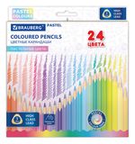 Карандаши цветные BRAUBERG PASTEL, 24 пастельных цвета, трёхгранные, грифель 3 мм, 181851