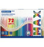 Карандаши цветные супермягкие яркие классические BRAUBERG MAX, 72 цвета, грифель 3,3 мм, 181861