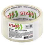 Клейкая лента упаковочная 48 мм x 40 м, прозрачная, толщина 40 микрон, STAFF CLASSIC, 440176