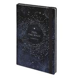 Ежедневник недатированный с резинкой А5 (145х203 мм), BRAUBERG, твердый, фольга, 128 л., "Stars", 114566