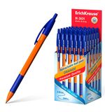Ручка шариковая автоматическая с грипом ERICH KRAUSE "R-301 Orange", СИНЯЯ, 1,0 мм, линия письма 0,5 мм, 46762