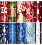 Бумага упаковочная новогодняя "Red&Blue" 70x100см, 10 дизайнов ассорти, ЗОЛОТАЯ СКАЗ