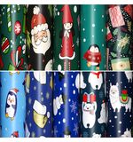Бумага упаковочная новогодняя "Snow Fun" 70x100см, 10 дизайнов ассорти, ЗОЛОТАЯ СКА