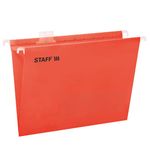 Подвесные папки A4/Foolscap (404х240мм) до 80л, КОМПЛЕКТ 10шт., красные, картон,STAFF, 270936