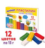 Пластилин мягкий ЮНЛАНДИЯ "ВЕСЕЛЫЙ ШМЕЛЬ", 12 цветов, 180 г, СО СТЕКОМ, 106672
