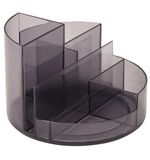 Подставка-органайзер BRAUBERG ROUND, 6 отделений, 130х130х90 мм, тонированная серая, 238101, ОР01