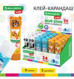 Клей-карандаш "Зверята: панда, слон, леопард", 9 г, фигурный колпачок, BRAUBERG KIDS, 271139