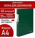 Папка 60 вкладышей BRAUBERG "Office", зеленая, 0,6 мм, 271330