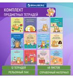 Тетради предметные, КОМПЛЕКТ 12 ПРЕДМЕТОВ, "КОТ-ЭНТУЗИАСТ", 48 л., TWIN-лак, BRAUBERG, 404609