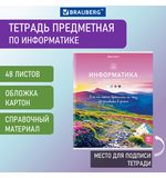 Тетрадь предметная "КЛАССИКА NATURE" 48 л., обложка картон, ИНФОРМАТИКА, клетка, BRAUBERG, 404586
