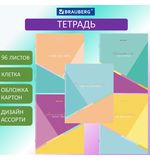 Тетрадь А5 96 л. BRAUBERG скоба, клетка, "Multicolor", 404436