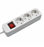 Удлинитель сетевой SONNEN PSW-303, 3 розетки c заземлением, выключатель 10 А, 3 м, белый, 513660