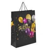 Пакет подарочный 33x12,7x44,7 см ЗОЛОТАЯ СКАЗКА "Happy Birthday", фольга, черный, 608240