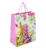 Пакет подарочный 26,5x12,7x33 см ЗОЛОТАЯ СКАЗКА "Spring Flowers", глиттер, розовый с голубым, 608247