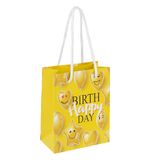 Пакет подарочный 11,4x6,4x14,6 см ЗОЛОТАЯ СКАЗКА "Happy Birthday", глиттер, желтый, 608237