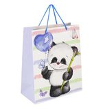 Пакет подарочный 26,5x12,7x33 см ЗОЛОТАЯ СКАЗКА "Lovely Panda", глиттер, белый с голубым, 608241