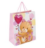 Пакет подарочный 26,5x12,7x33 см ЗОЛОТАЯ СКАЗКА "Lovely Kitty", глиттер, белый с розовым, 608242