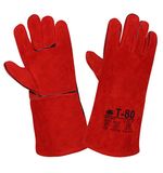 Краги сварщика спилковые Т-80, размер 10,5 (XL), пятипалые, красные, КРА007