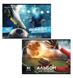 Альбом д/рис. А4 40л., скоба, обложка картон, BRAUBERG, 205х290мм, Футбол (2 вида), 106702