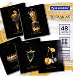 Тетрадь А5 48л. BRAUBERG скоба, клетка, матовая ламинация, фольга, ДИЗАЙН_2, код_1С, 404370