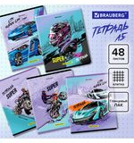 Тетрадь А5 48л. BRAUBERG скоба, клетка, глянцевая ламинация, ДИЗАЙН_5, 404349
